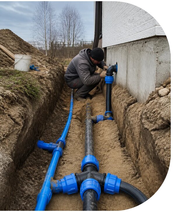 Монтаж наружного водопровода на участке под ключ в Рузаевке