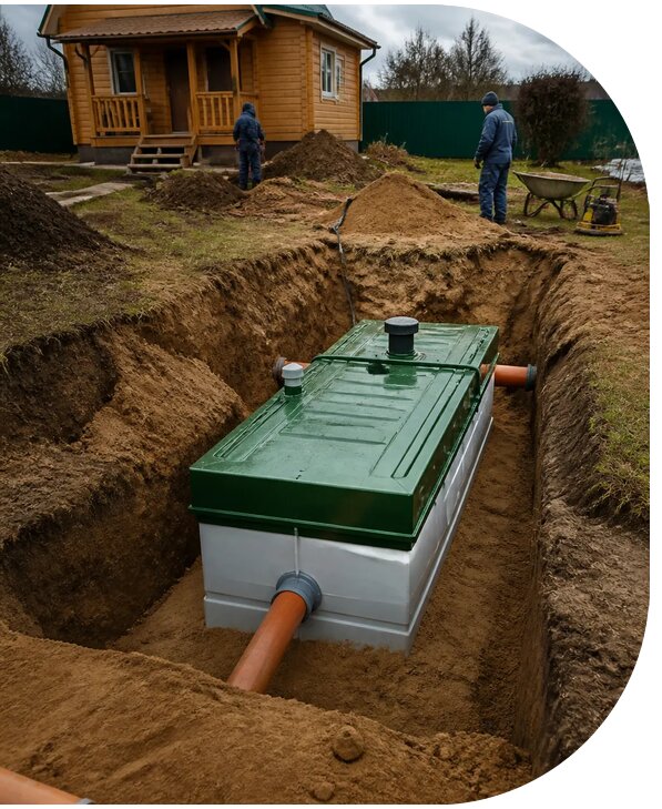 Монтаж и установка септика для дачи под ключ в Рузаевке